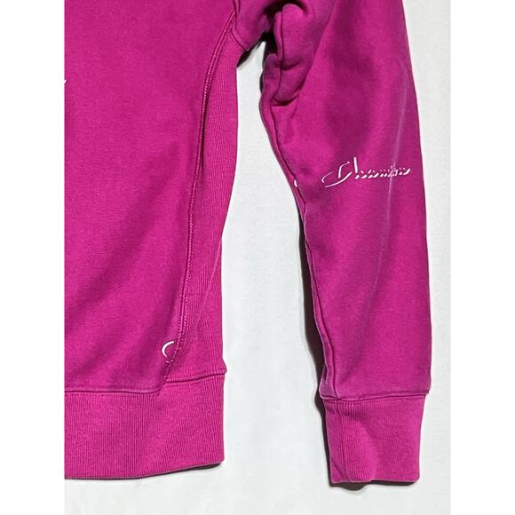 Champion Reverse Weave Hoodie Womens Small Pink Purple Spellout Logo Sweatshirt - Picture 6 of 12